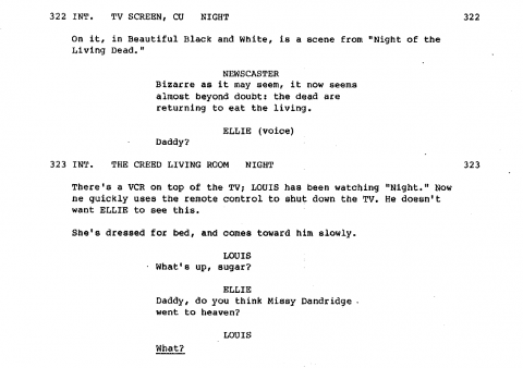 A reference to Night of the Living Dead in the first draft of Pet Sematary.