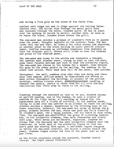The "First Draft Treatment" of Dawn of the Dead.